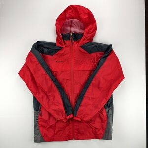 Columbia Red Black Windbreaker Jacket Lightweight Youth 14/16 Women's Size S